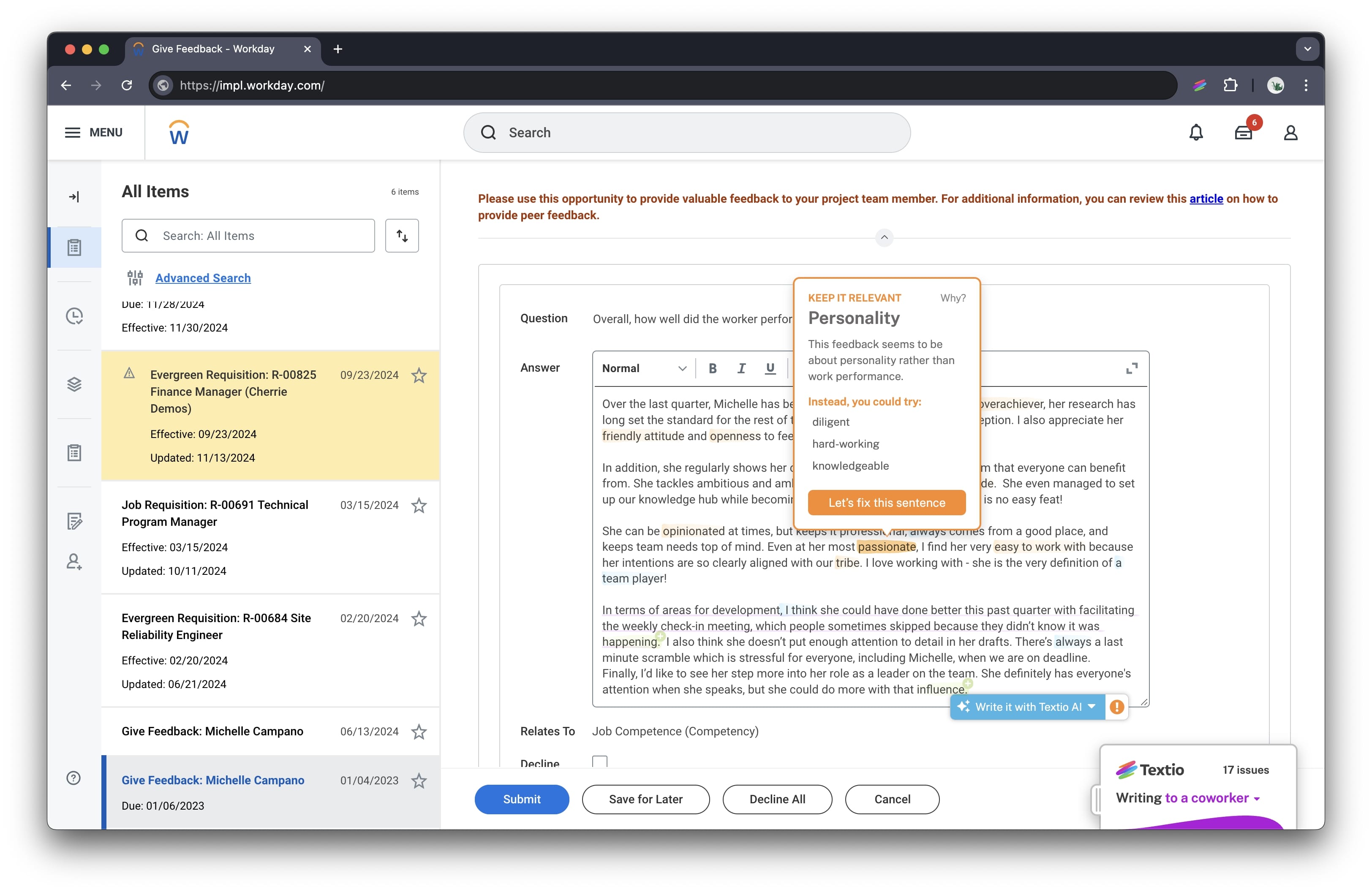 Writing with Textio Feedback - Textio Support Center