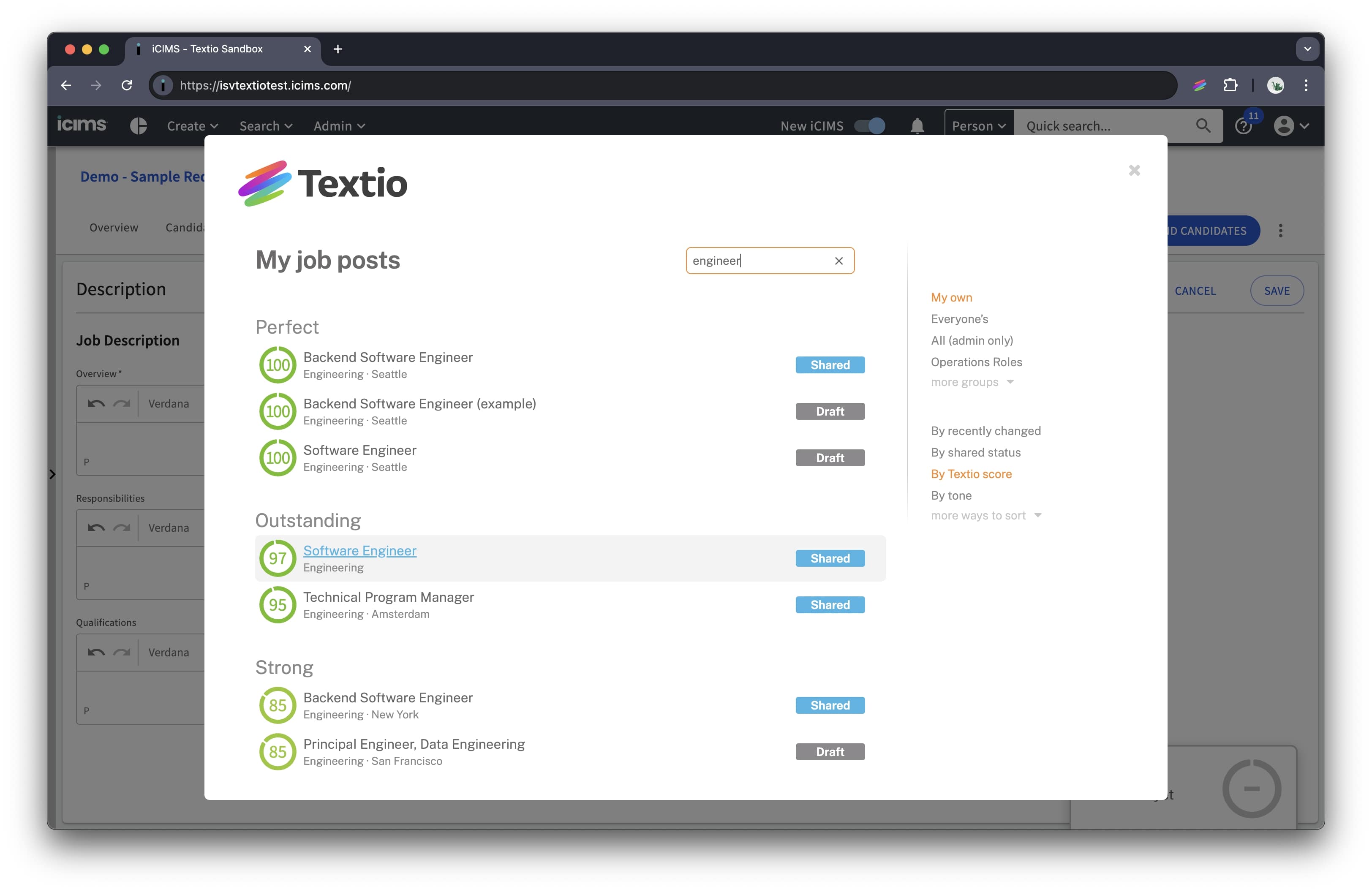 Enabling Textio Recruiting in iCIMS - Textio Support Center
