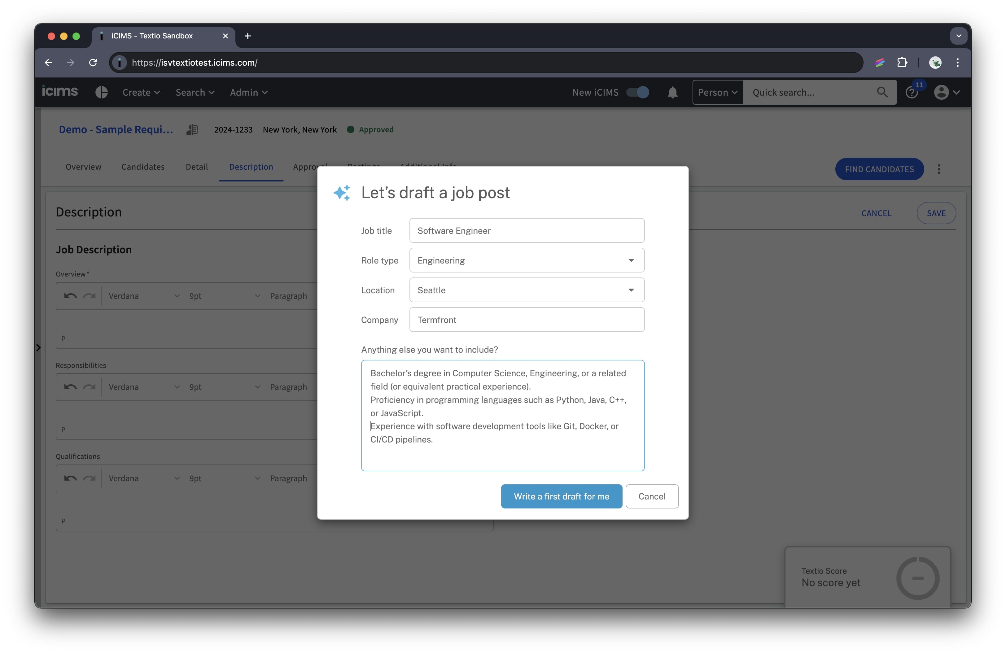 Enabling Textio Recruiting in iCIMS - Textio Support Center